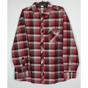 Pizza Hut‎ Shirt Men's 3X Red Gray Plaid Button Up Casual IQ Group Work Employee